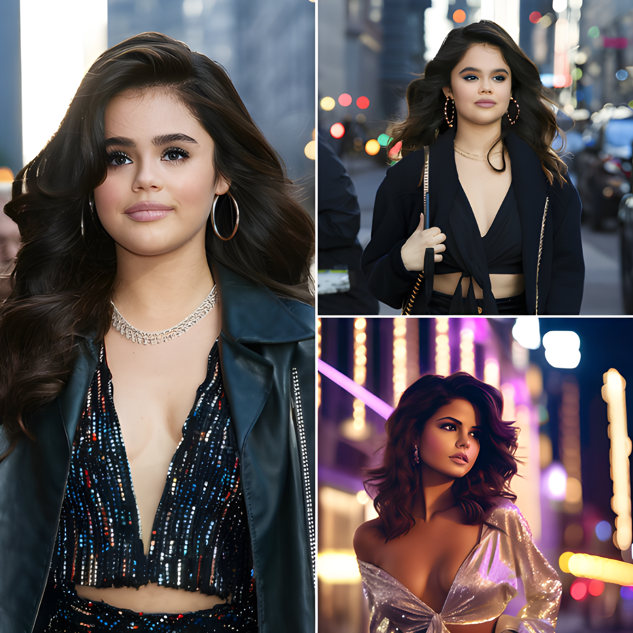 Selena Gomez Lights Up the Night: A Stunning Fusion of City Glamour and Alluring Mystery!