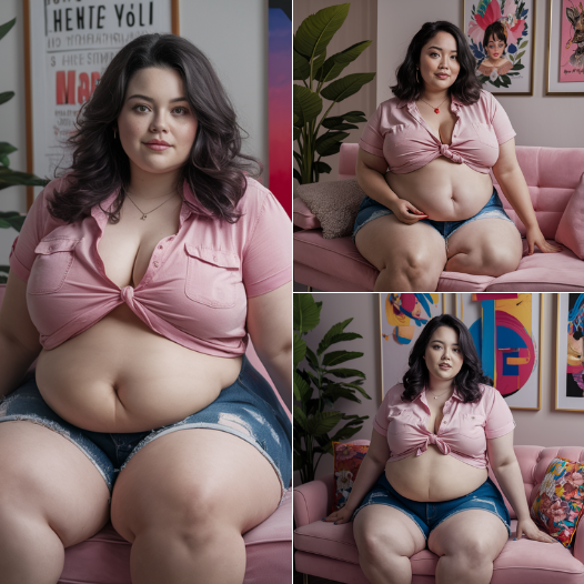 Unveiling Beauty: Embrace Body Positivity with This Mesmerizing Portrait of a Curvy Goddess on a Pink Throne!