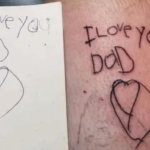 Dad whose little daughter died of cancer tattoos her last note on his body