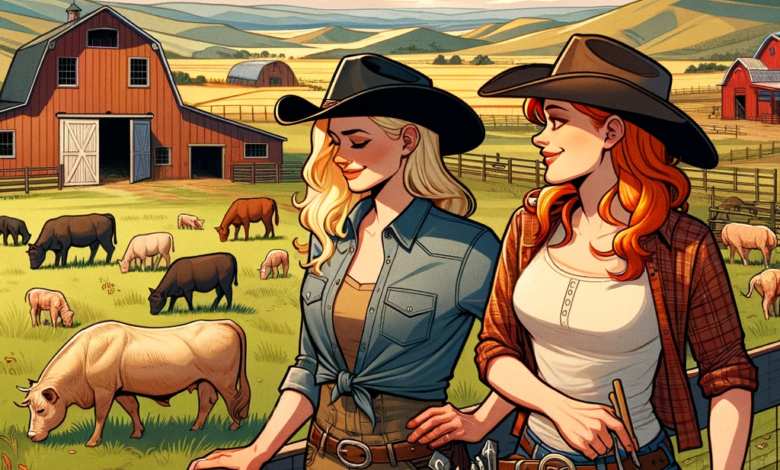 A blonde and a redhead have a ranch. They have just lost their bull.