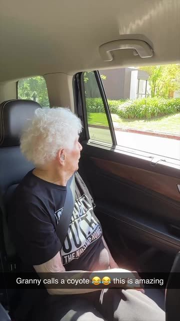 Senior Woman Reacts to Coyote Sighting During Car Ride